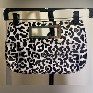 White House Black Market Black and White Animal Print Clutch